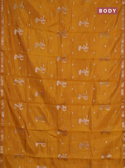 mustard yellow semi raw silk with matching neck piece