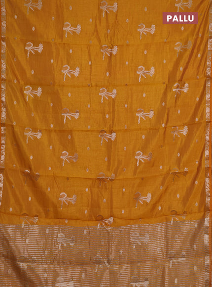 mustard yellow semi raw silk with matching neck piece