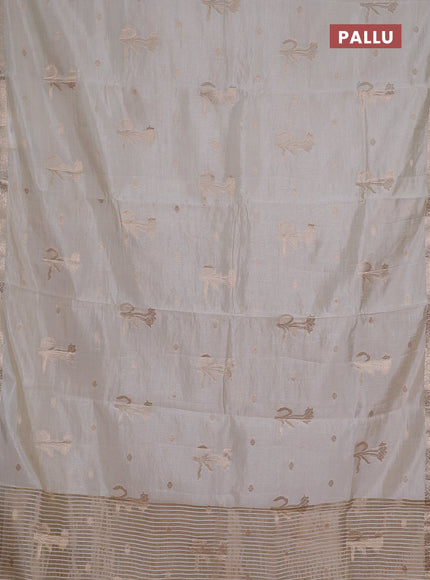 white semi raw silk with matching neck piece