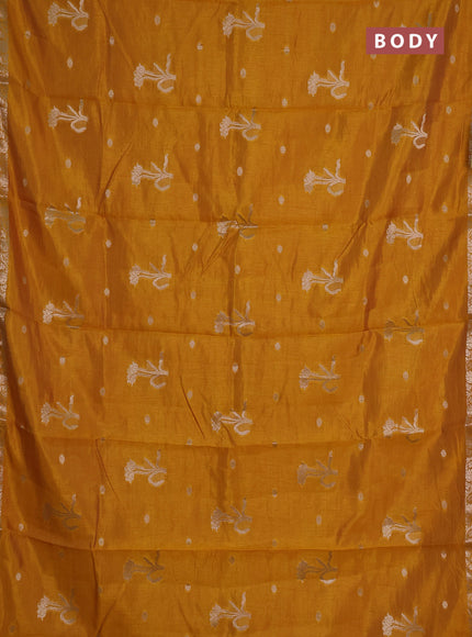 mustard yellow semi raw silk with matching neck piece