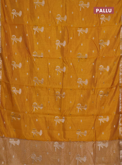 mustard yellow semi raw silk with matching neck piece