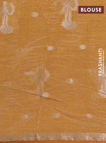 mustard yellow semi raw silk with matching neck piece