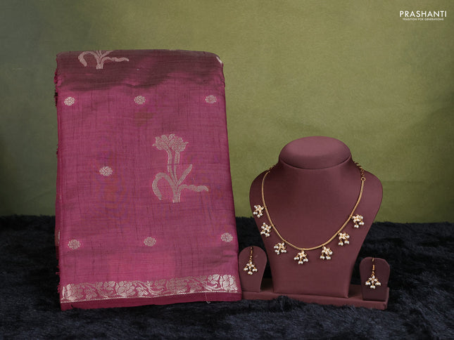 wine semi raw silk with matching neck piece