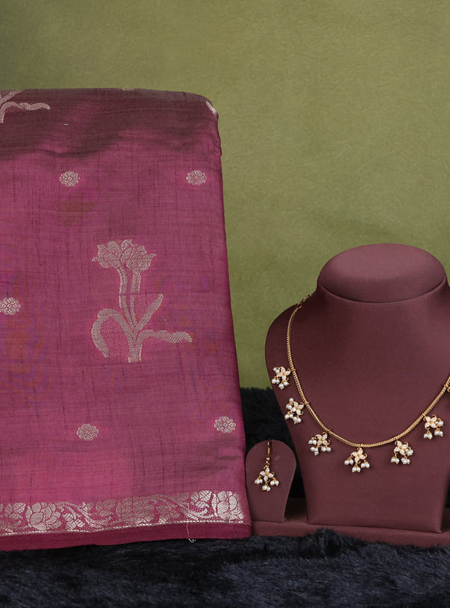 wine semi raw silk with matching neck piece