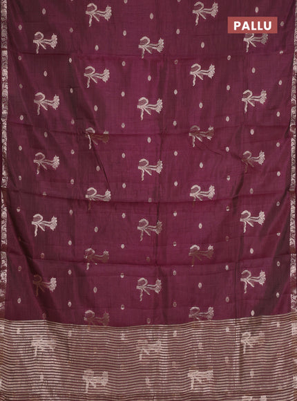 wine semi raw silk with matching neck piece