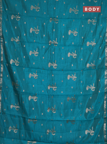 teal green semi raw silk with matching neck piece