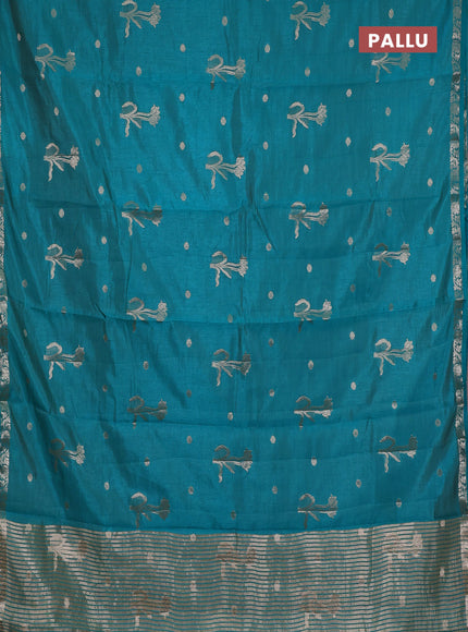 teal green semi raw silk with matching neck piece