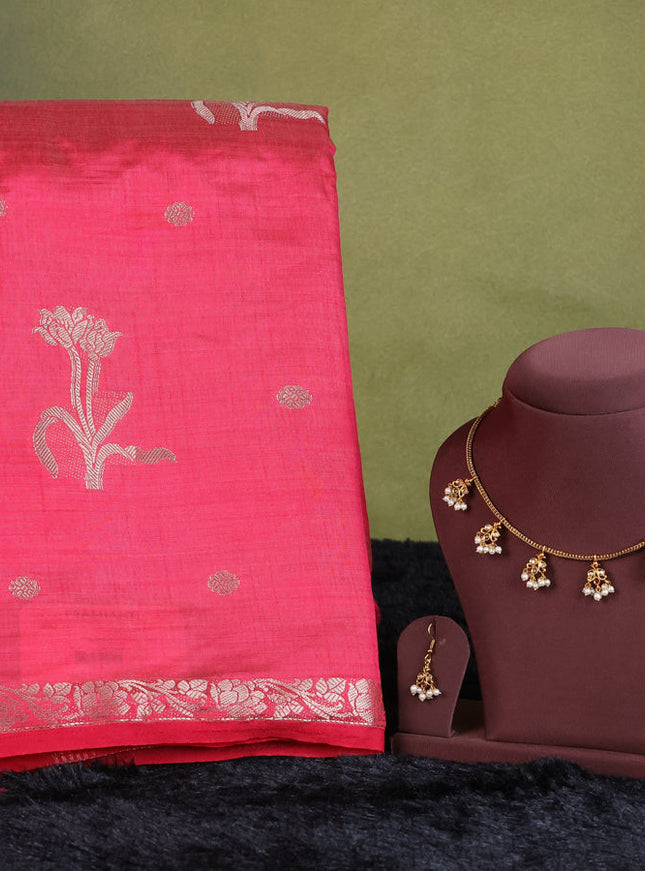 pink  semi raw silk with matching neck piece
