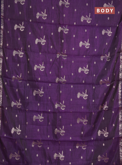 voilet semi raw silk with matching neck piece