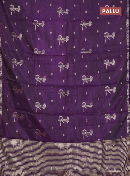 voilet semi raw silk with matching neck piece