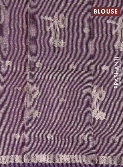 voilet semi raw silk with matching neck piece