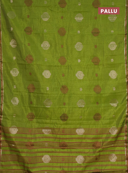 light green semi raw silk with matching neck piece