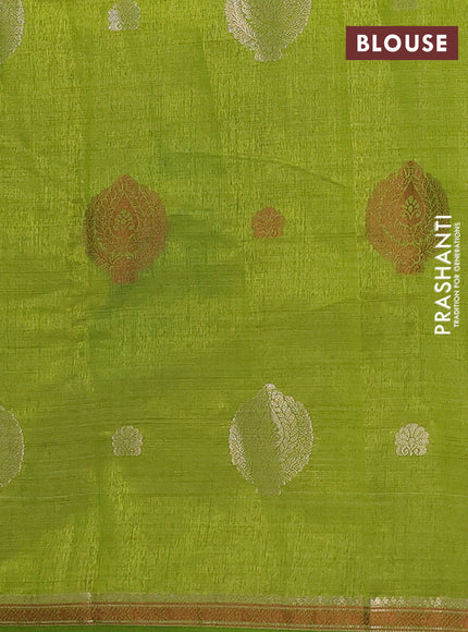 light green semi raw silk with matching neck piece