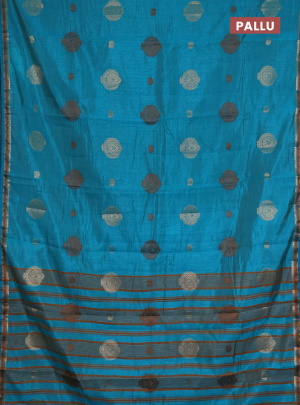 teal blue semi raw silk with matching neck piece
