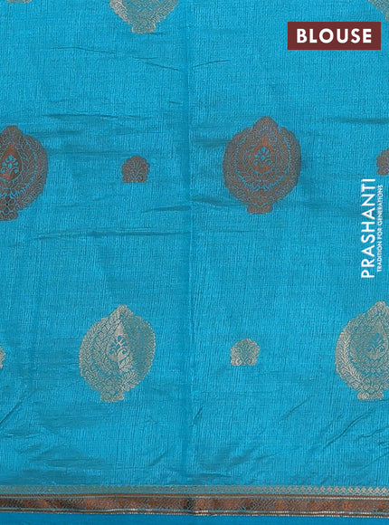 teal blue semi raw silk with matching neck piece