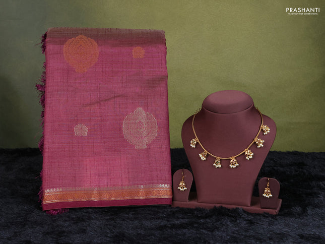 wine semi raw silk with matching neck piece