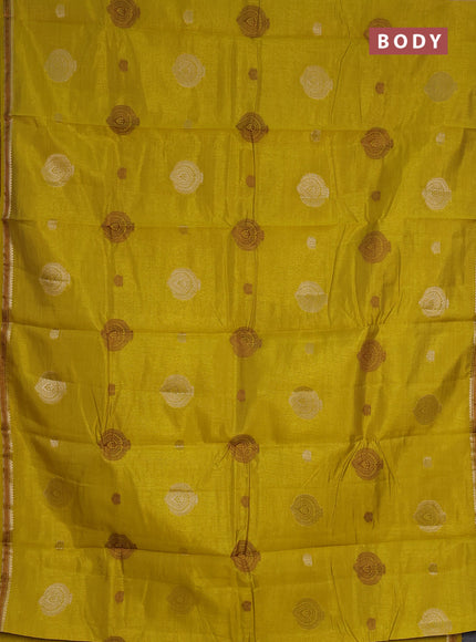 lime yellow semi raw silk with matching neck piece