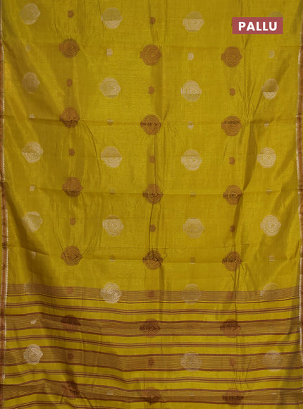 lime yellow semi raw silk with matching neck piece