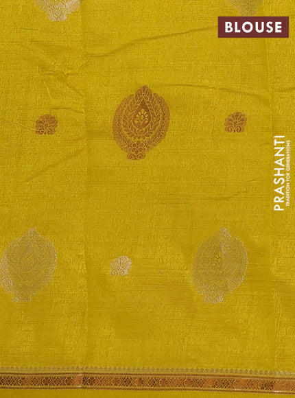lime yellow semi raw silk with matching neck piece