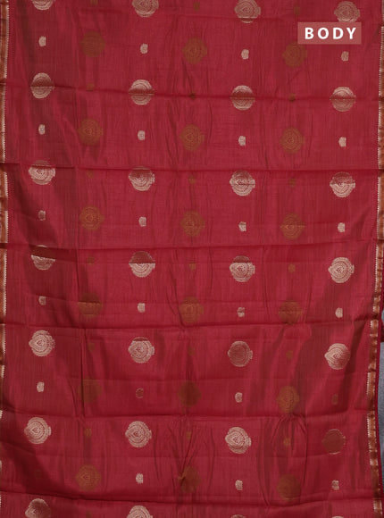 maroon semi raw silk with matching neck piece