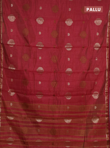maroon semi raw silk with matching neck piece