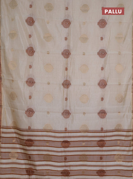 white semi raw silk with matching neck piece