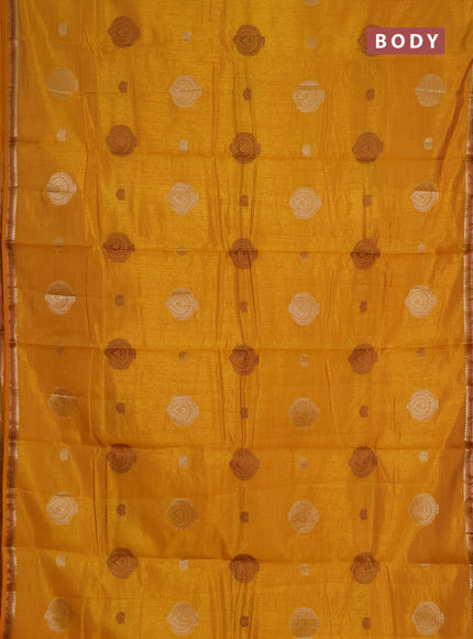 mustard yellow semi raw silk with matching neck piece