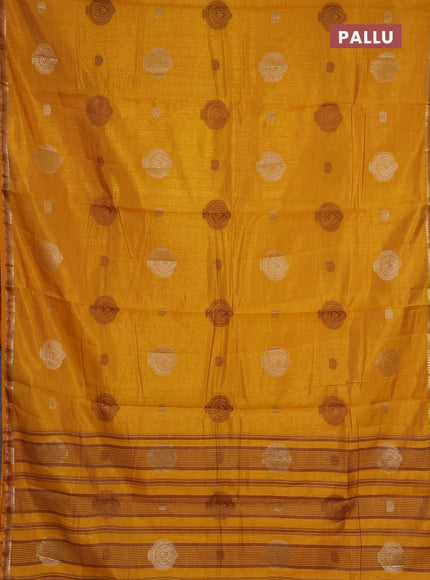 mustard yellow semi raw silk with matching neck piece