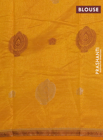 mustard yellow semi raw silk with matching neck piece