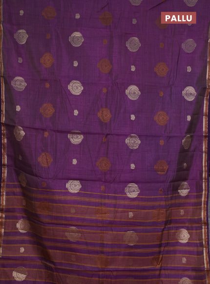 voilet semi raw silk with matching neck piece