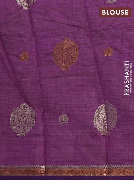 voilet semi raw silk with matching neck piece