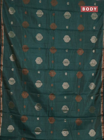 bottle green semi raw silk with matching neck piece