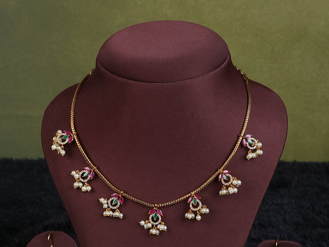 pink semi raw silk with matching neck piece