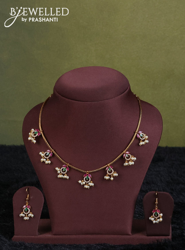 pink semi raw silk with matching neck piece