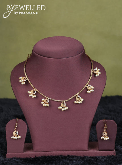 navy blue semi raw silk with matching neck piece