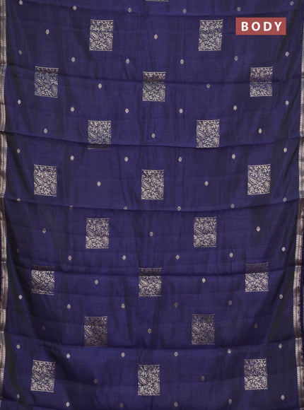 navy blue semi raw silk with matching neck piece