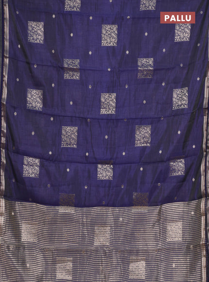 navy blue semi raw silk with matching neck piece
