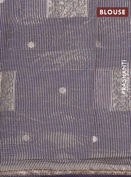 navy blue semi raw silk with matching neck piece