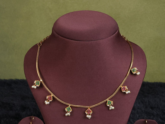 light green semi raw silk with matching neck piece