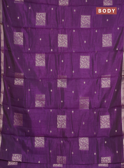 voilet  semi raw silk with matching neck piece