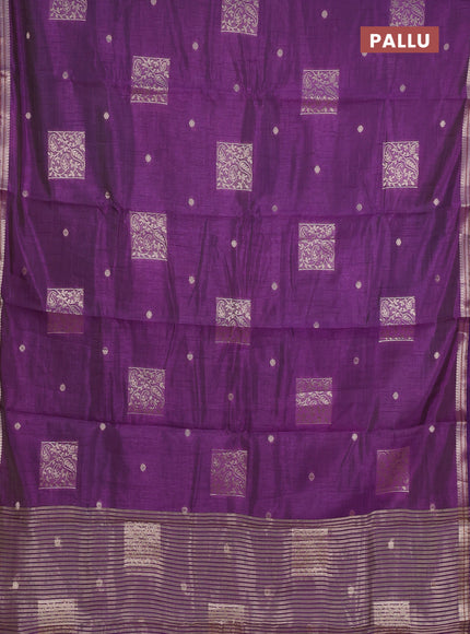 voilet  semi raw silk with matching neck piece