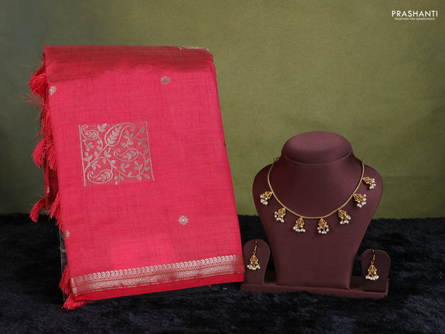 pink semi raw silk with matching neck piece