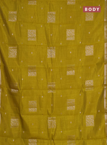 lime yellow semi raw silk with matching neck piece