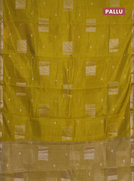 lime yellow semi raw silk with matching neck piece