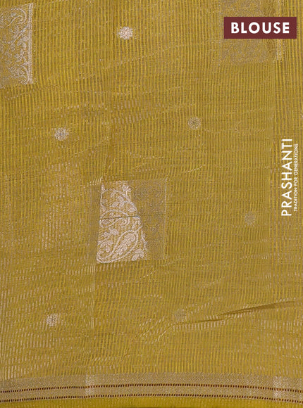 lime yellow semi raw silk with matching neck piece