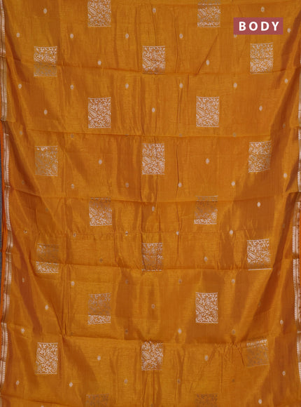 mustard yellow semi raw silk with matching neck piece