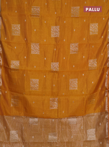 mustard yellow semi raw silk with matching neck piece