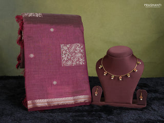 wine semi raw silk with matching neck piece