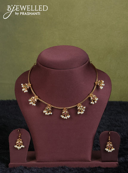 navy blue semi raw silk with matching neck piece