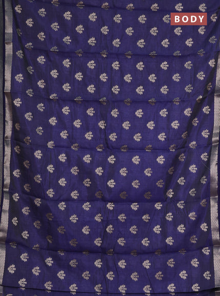 navy blue semi raw silk with matching neck piece